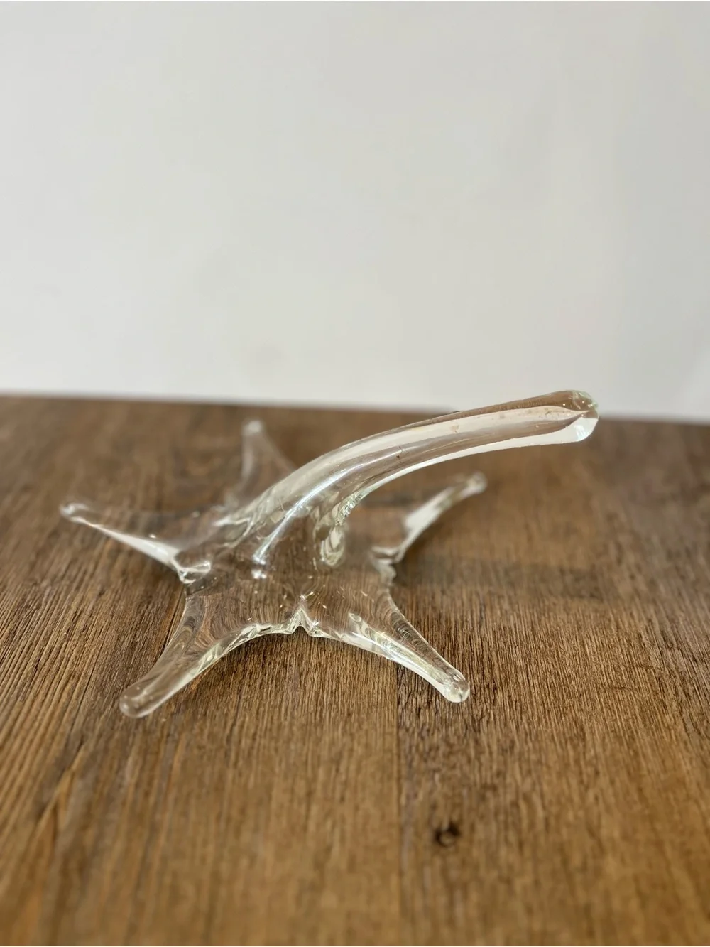 Clear hand-blown clear glass flower stem vase star shape
